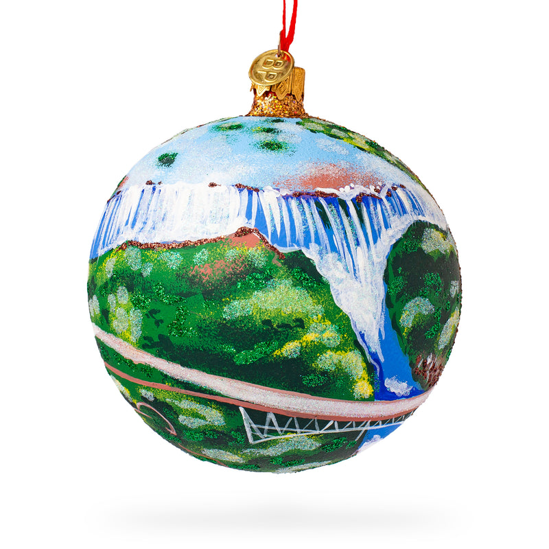 Victoria Falls, Republic of Zimbabwe Glass Ball Christmas Ornament 4 Inches in Multi color, Round shape