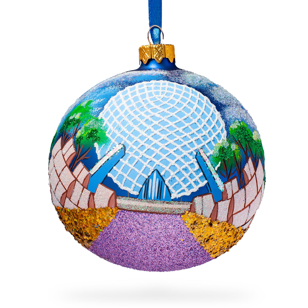 Epcot Park in Orlando, Florida Glass Ball Christmas Ornament 4 Inches in Multi color Round