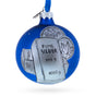 Glass Precious Silver Hoard: Silver Bars and Coins Blown Glass Ball Christmas Ornament 3.25 Inches in Blue color Round