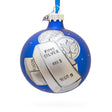 Precious Silver Hoard: Silver Bars and Coins Blown Glass Ball Christmas Ornament 3.25 Inches in Blue color, Round shape