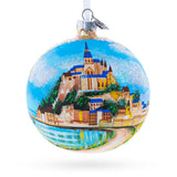 Mont Saint-Michel, Normandy, France Glass Ball Christmas Ornament 4 Inches in Multi color Round