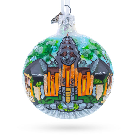 Sacred Monkey Forest Sanctuary, Bali, Indonesia Glass Ball Christmas Ornament 3.25 Inches in Multi color Round
