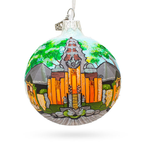 Glass Sacred Monkey Forest Sanctuary, Bali, Indonesia Glass Ball Christmas Ornament 3.25 Inches in Multi color Round