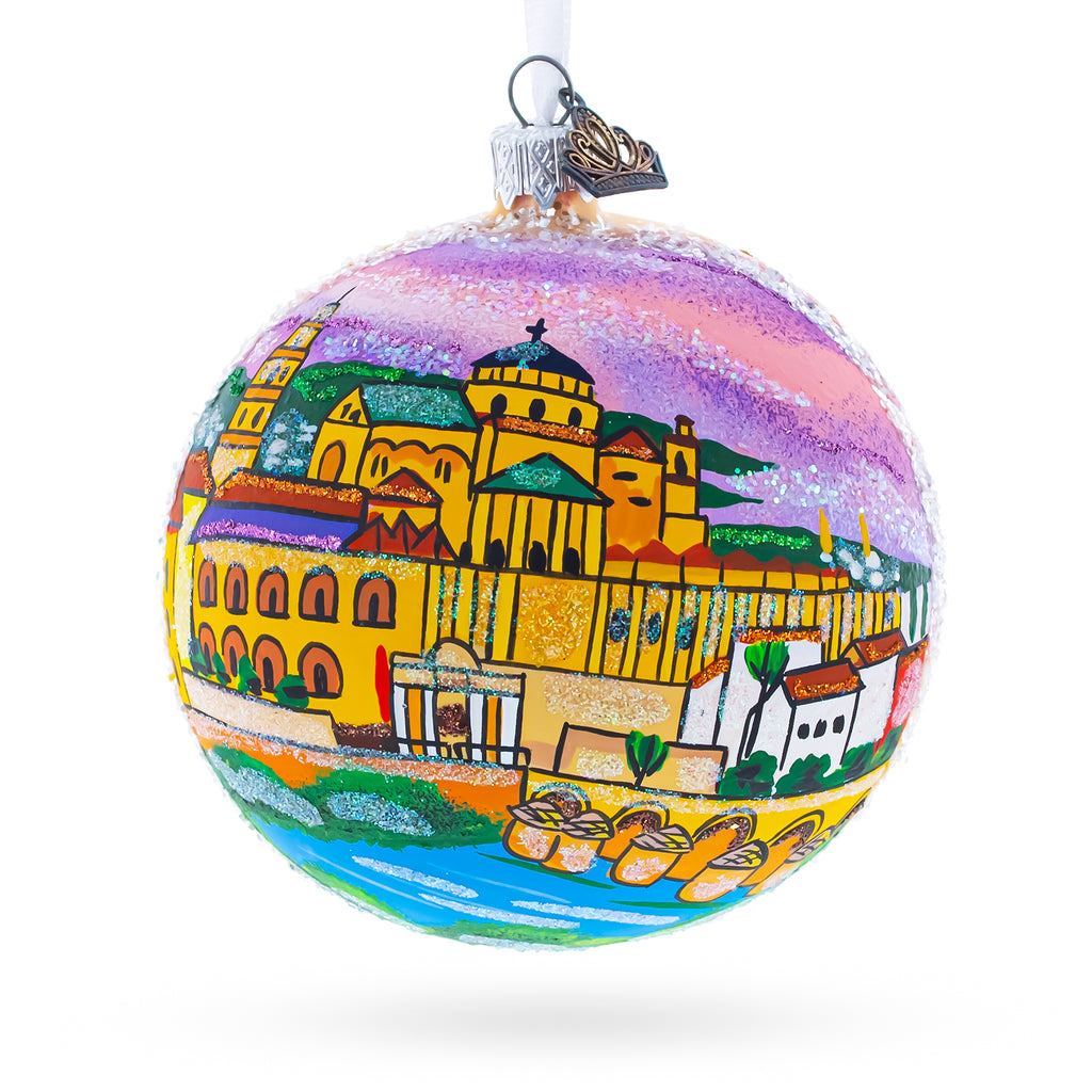 Mosque of Cordoba, Spain Glass Ball Christmas Ornament 4 Inches in Multi color Round