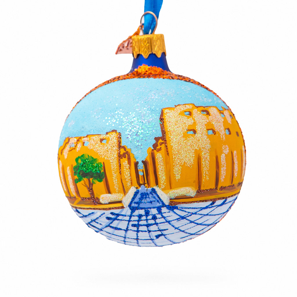 Luxor Temple, Egypt Glass Ball Christmas Ornament 3.25 Inches in Multi color, Round shape