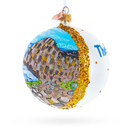 Glass Giant's Causeway, Northern Ireland, United Kingdom Glass Ball Christmas Ornament 4 Inches in Multi color Round