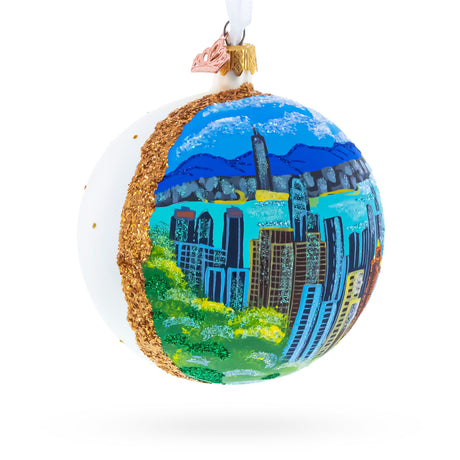 Victoria Peak, Hong Kong Glass Ball Christmas Ornament 4 InchesUkraine , dimensions in inches: 4 x 4 x 4