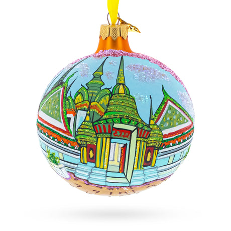 Wat Phra Chetuphon (Wat Pho), Bangkok, Thailand Glass Ball Christmas Ornament 4 Inches in Multi color Round