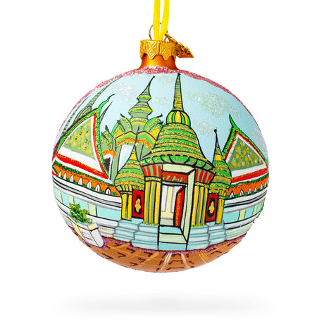 Wat Phra Chetuphon (Wat Pho), Bangkok, Thailand Glass Ball Christmas Ornament 4 Inches in Multi color, Round shape