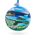 Queenstown, New Zealand Glass Ball Christmas Ornament 4 Inches in Blue color Round