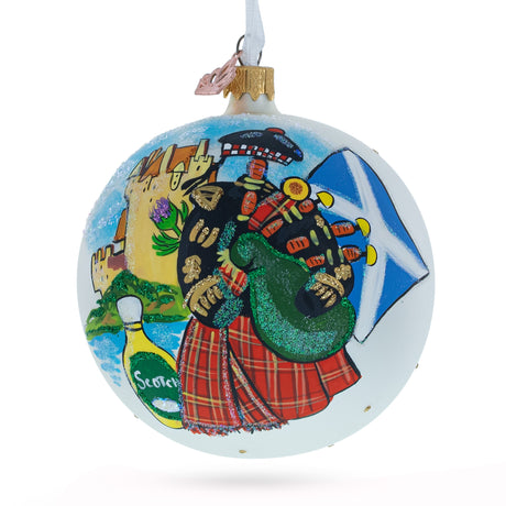 Scotland Traditions Glass Christmas Ornament 4 Inches (Imperfections) in Multi color, Round shape
