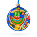 Mexico Glass Ball Christmas Ornament 4 Inches in Blue color Round
