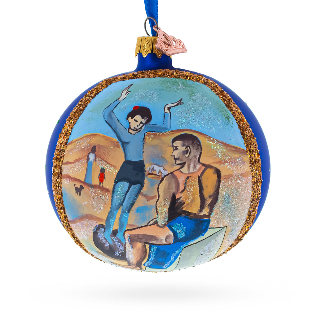 Glass 1905 "Girl on a Ball" by Pablo Picasso Glass Ball Christmas Ornament 4 Inches in Blue color Round