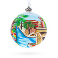 River Walk in San Antonio, Texas, USA Glass Ball Christmas Ornament 4 Inches in Multi color Round