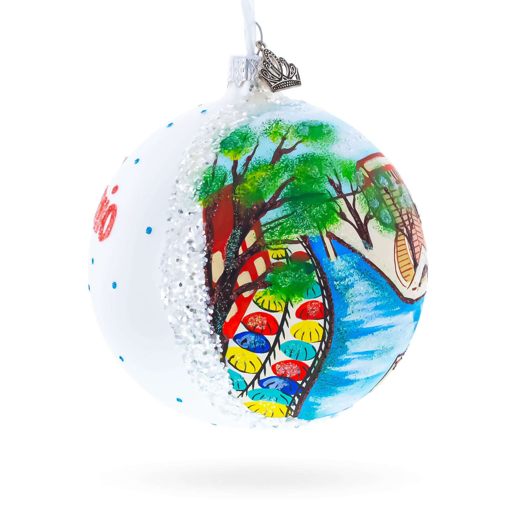 River Walk in San Antonio, Texas, USA Glass Ball Christmas Ornament 4 InchesUkraine , dimensions in inches: 4 x 4 x 4