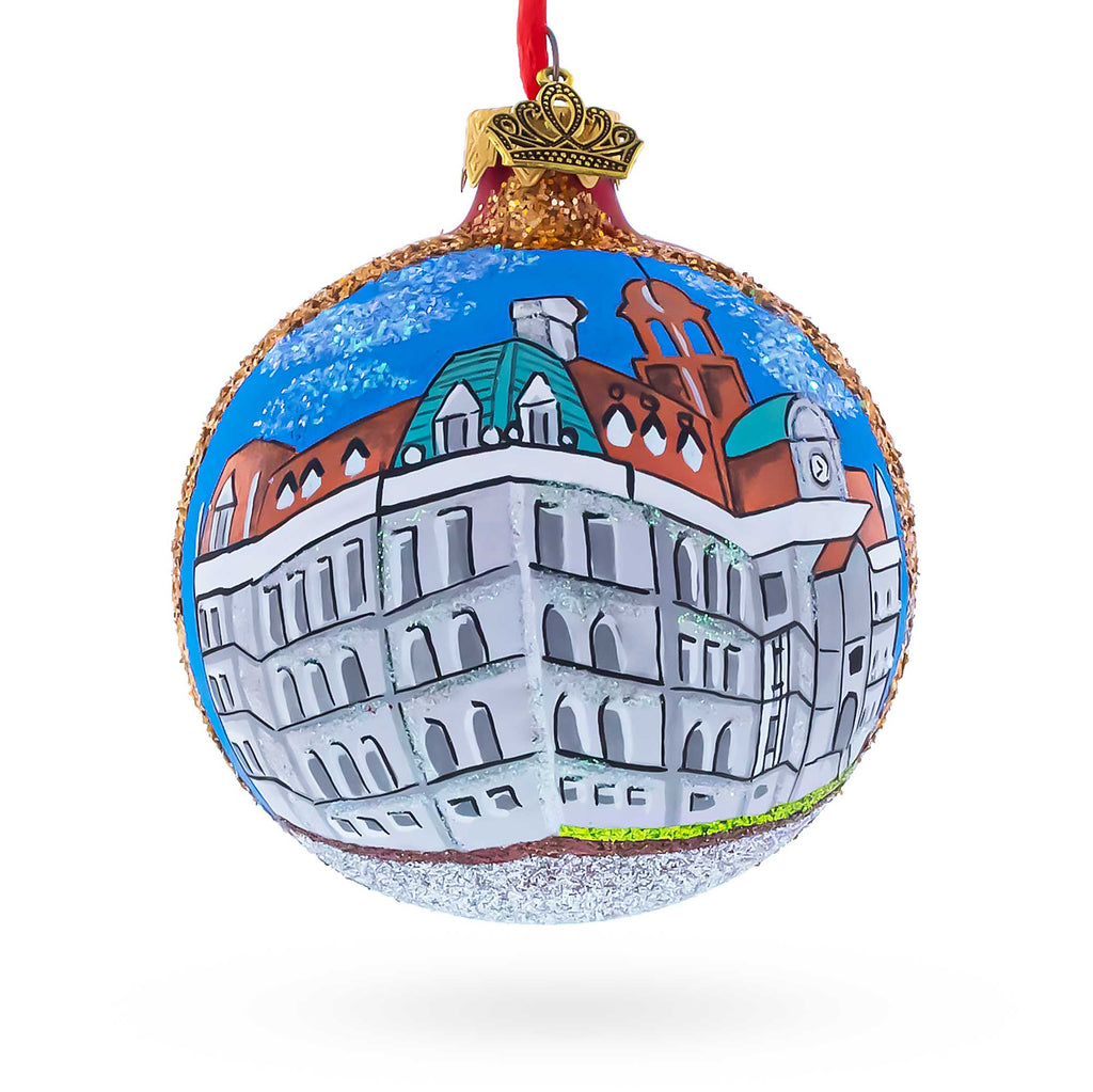 Old Montreal, Quebec, Canada Glass Ball Christmas Ornament 3.25 Inches in Multi color Round