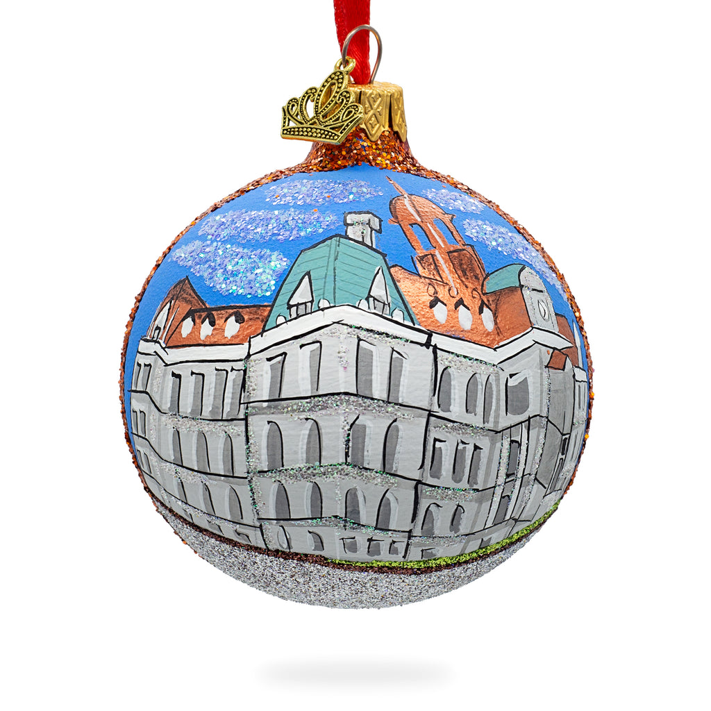 Glass Old Montreal, Montreal, Canada Glass Ball Christmas Ornament 3.25 Inches in Multi color Round