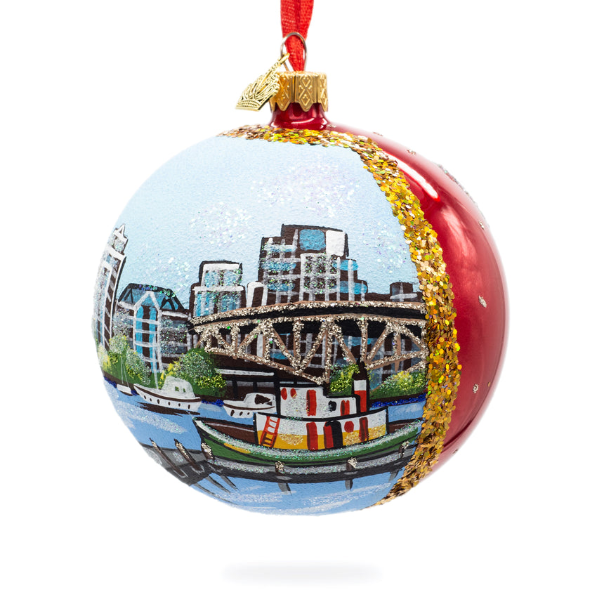Granville Island, Vancouver, Canada Glass Ball Christmas Ornament 4 InchesUkraine , dimensions in inches:  x  x