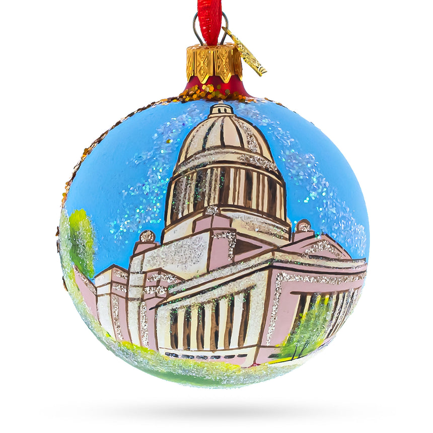 Washington State Capitol, Olympia, Washington, USA Glass Ball Christmas Ornament 3.25 Inches in  color Round