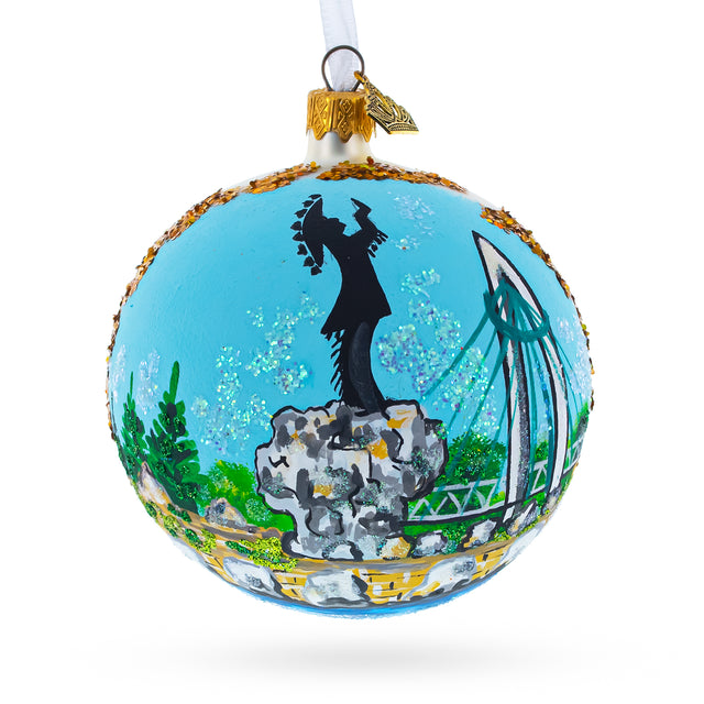 The Keeper of the Plains, Wichita, Kansas, USA Glass Ball Christmas Ornament 4 Inches in Multi color Round