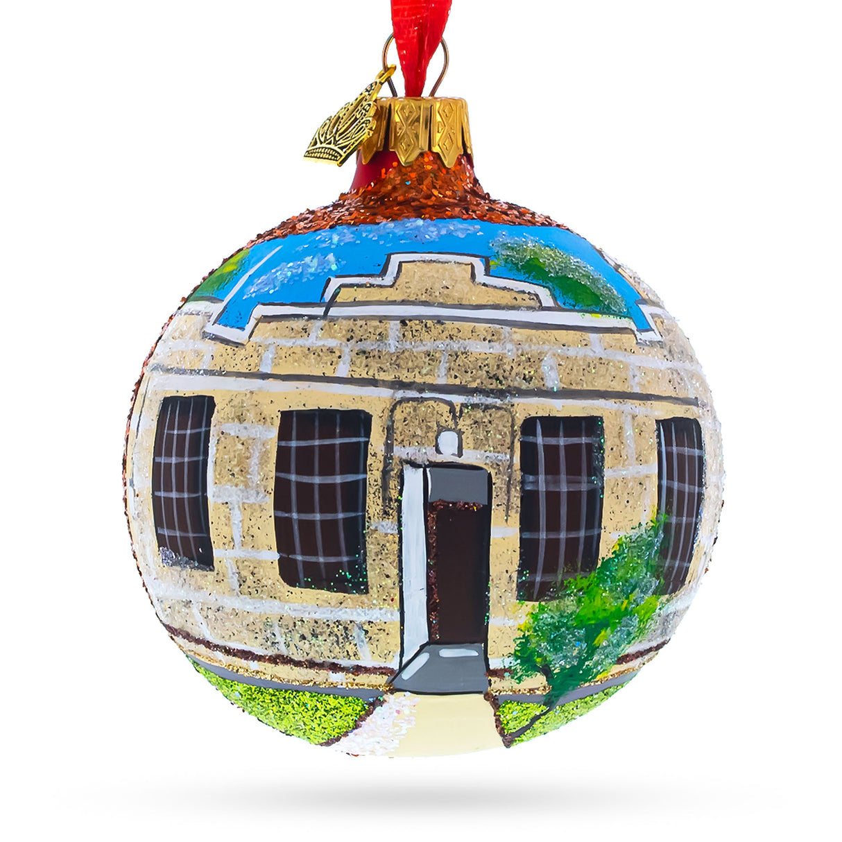 Glass Old Idaho Penitentiary, Boise, Idaho, USA Glass Ball Christmas Ornament 3.25 Inches in Multi color Round