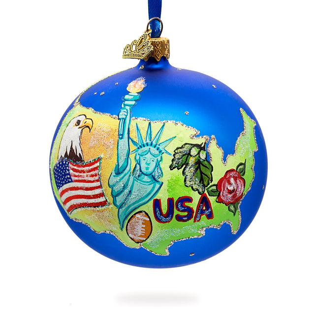 Travel to the USA Glass Ball Christmas Ornament 4 Inches in Multi color, Round shape