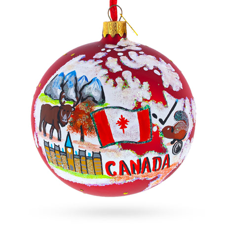 Glass Travel to Canada Glass Ball Christmas Ornament 4 Inches in Multi color Round