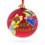 Travel to New Zealand Glass Ball Christmas Ornament 4 Inches in Multi color Round