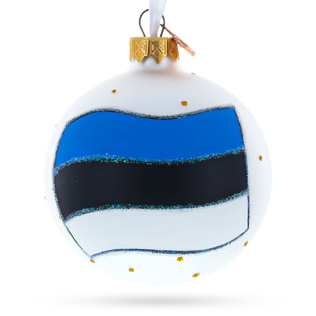 Flag of Estonia Flag Glass Ball Christmas Ornament 3.25 Inches in Multi color, Round shape