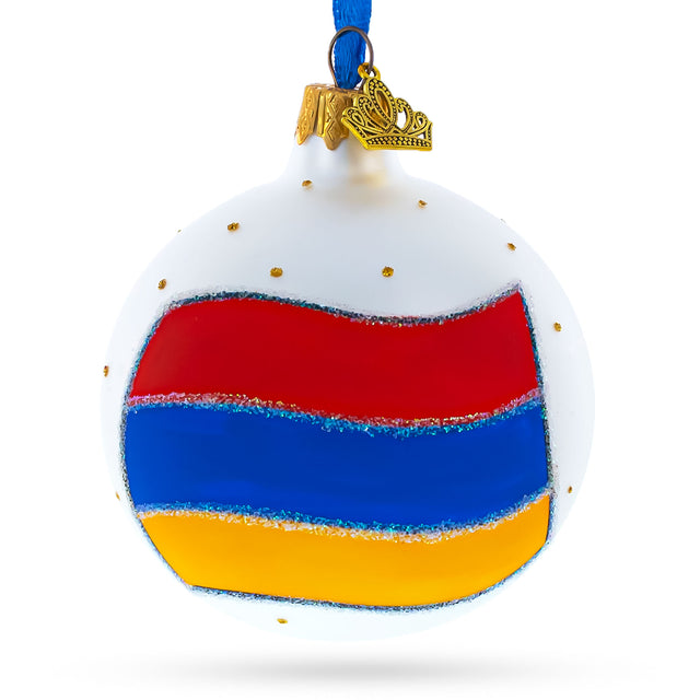 Flag of Armenia Glass Ball Christmas Ornament 3.25 Inches in Multi color, Round shape