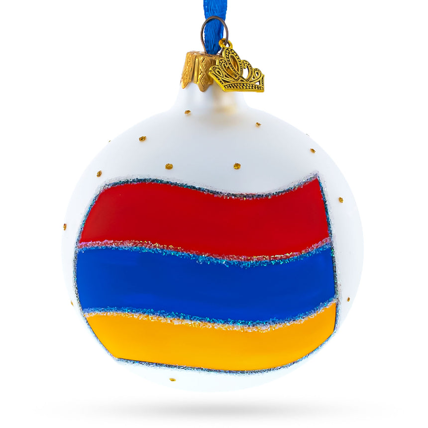 Flag of Armenia Glass Ball Christmas Ornament 3.25 Inches in Multi color Round