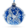 Glass Snow Swirls on Blue Glass Ball Christmas Ornament 3.25 Inches in Blue color Round