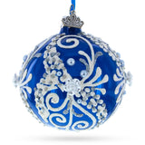 Snow Swirls on Blue Glass Ball Christmas Ornament 3.25 Inches in Blue color Round