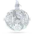 Snow Swirls on White Glass Ball Christmas Ornament 3.25 Inches in White color Round