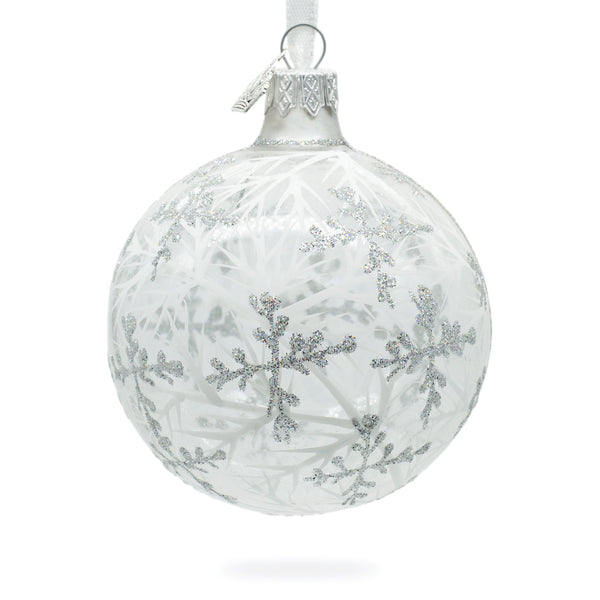 Snowflakes on Clear Glass Ball Christmas Ornament 3.25 Inches by BestPysanky
