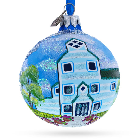 Moorhead Visitors Center, Fargo, North Dakota, USA Glass Ball Christmas Ornament 3.25 Inches in Multi color, Round shape