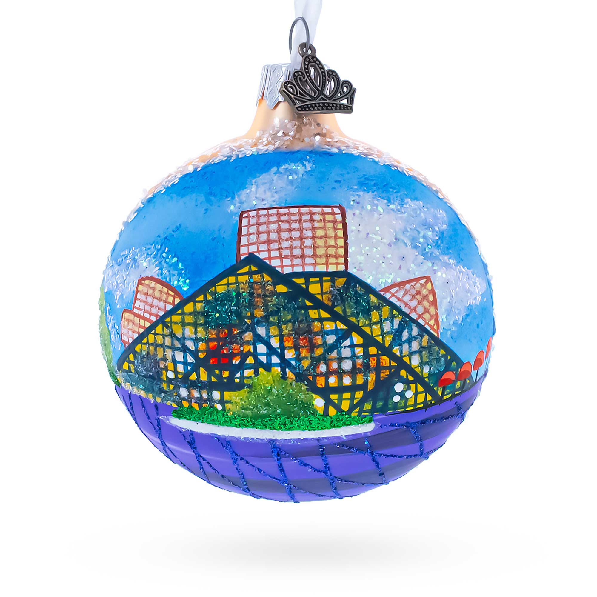 Rock & Roll Hall of Fame, Cleveland, Ohio, USA Glass Ball Christmas Ornament 3.25 Inches in Multi color Round