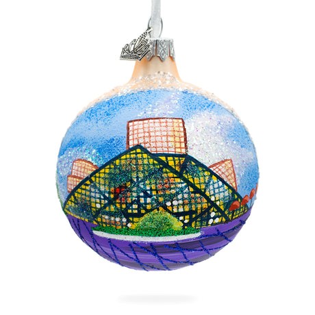 Rock & Roll Hall of Fame, Cleveland, Ohio, USA Glass Ball Christmas Ornament 3.25 Inches in Multi color, Round shape