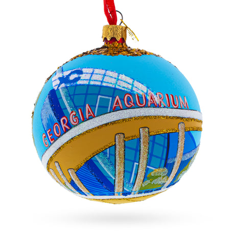 Glass Georgia Aquarium, Atlanta, Georgia, USA Glass Ball Christmas Ornament 4 Inches in Multi color Round