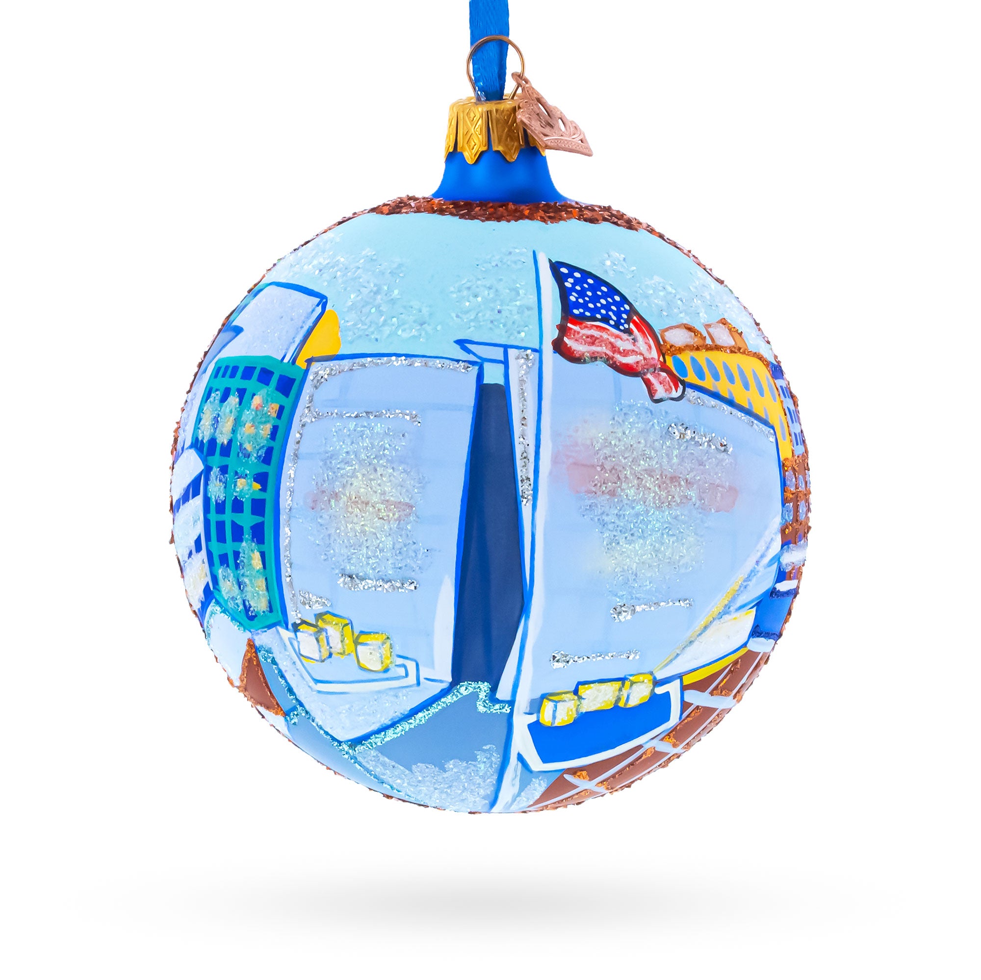 The National WWII Museum, New Orleans, Louisiana, USA Glass Ball Christmas Ornament 4 Inches in Multi color Round