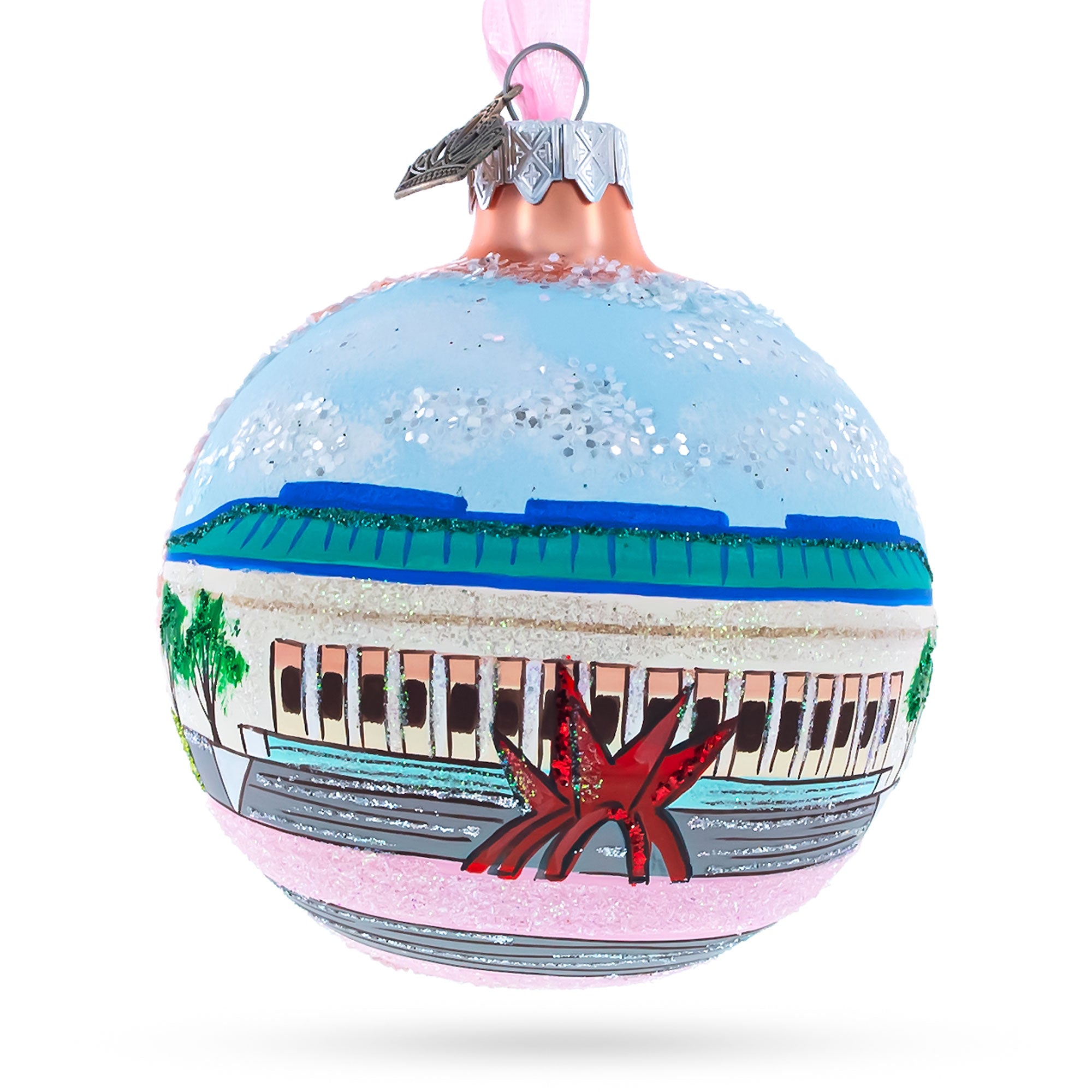 Toledo Museum of Art, Toledo, Ohio, USA Glass Ball Christmas Ornament 3.25 Inches in Multi color Round