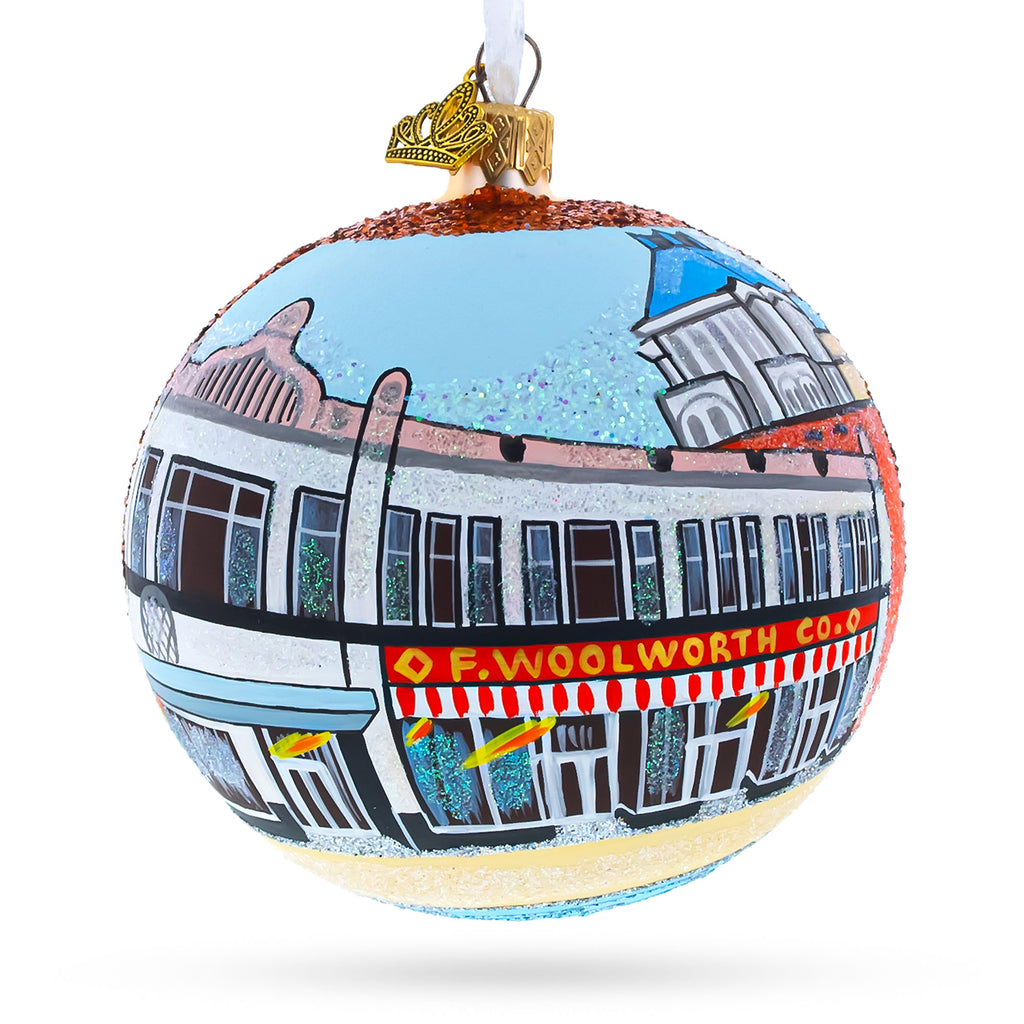 International Civil Rights Center & Museum, Greensboro, North Carolina, USA Glass Ball Christmas Ornament 4 Inches in Multi color Round