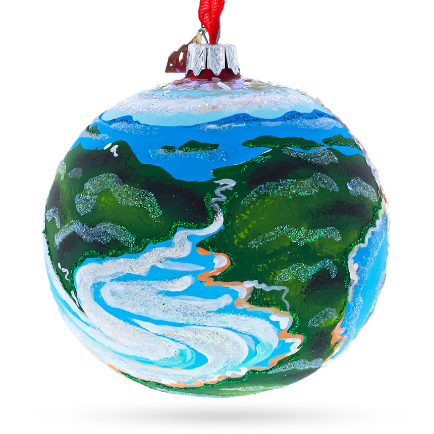 Queensland, Australia Glass Ball Christmas Ornament 4 Inches in Multi color Round