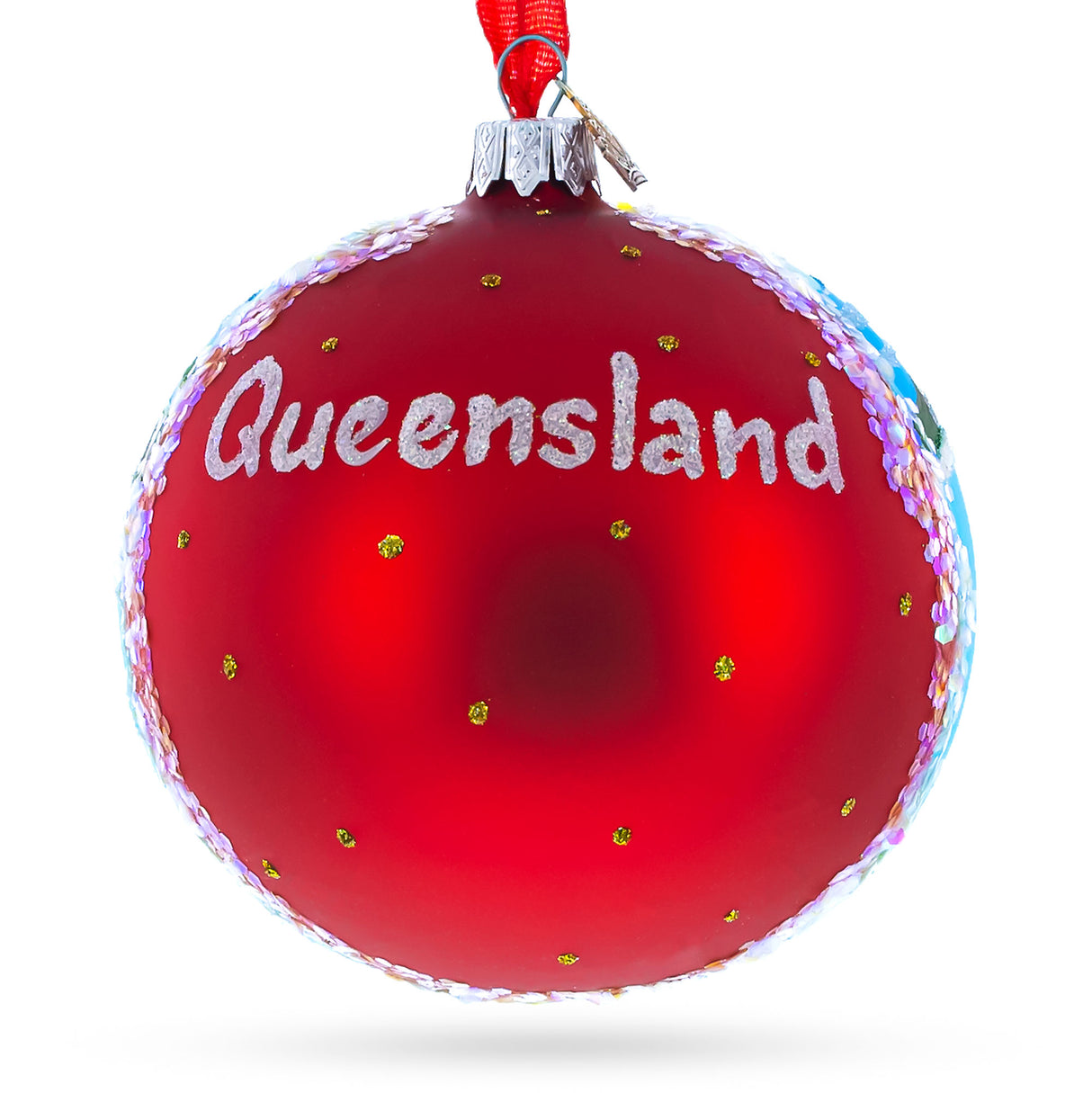 Queensland, Australia Glass Ball Christmas Ornament 4 InchesUkraine ,dimensions in inches: 4 x 4 x 4