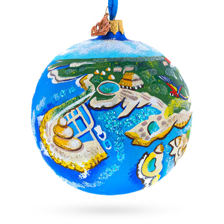 Glass Theme Park at Riviera Maya, Playa del Carmen, Mexico Glass Ball Christmas Ornament 4 Inches in Multi color Round