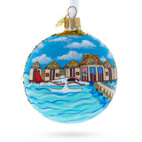 Maldives Resort Glass Ball Christmas Ornament 3.25 Inches in Multi color, Round shape
