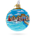 Maldives Resort Glass Ball Christmas Ornament 3.25 Inches in Multi color Round