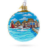 Maldives Resort Glass Ball Christmas Ornament 3.25 Inches in Multi color Round