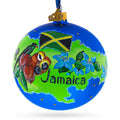 Travel to Jamaica Glass Ball Christmas Ornament 4 Inches in Multi color Round