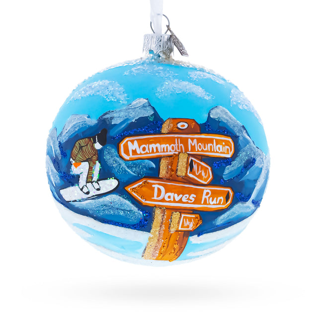 Mammoth Mountain Ski Area, California, USA Glass Ball Christmas Ornament 4 Inches in  color Round